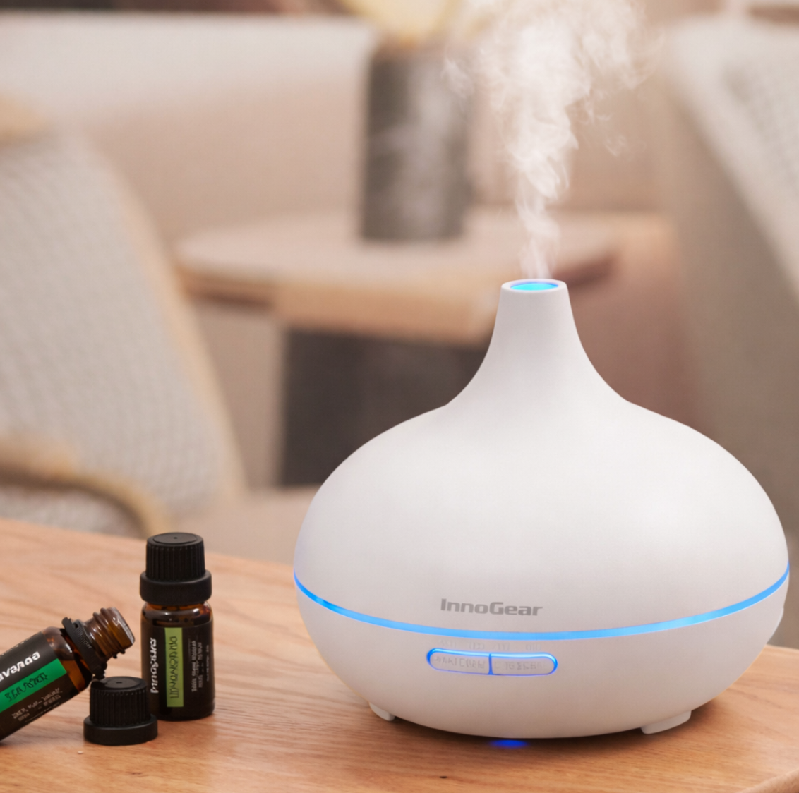 InnoGear Difusor de aromaterapia y juego de 2 aceites esenciales.