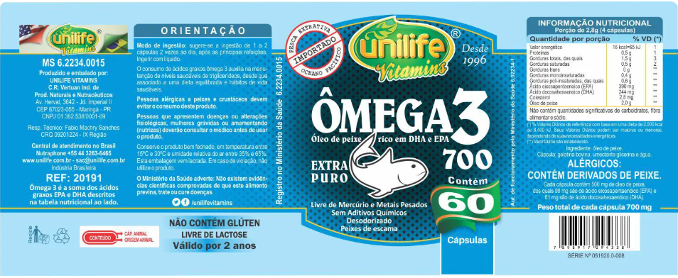 Ômega 3 Ultra Concentrado 700mg – 60 Cápsulas | Corazón, Cerebro y Energía al Máximo